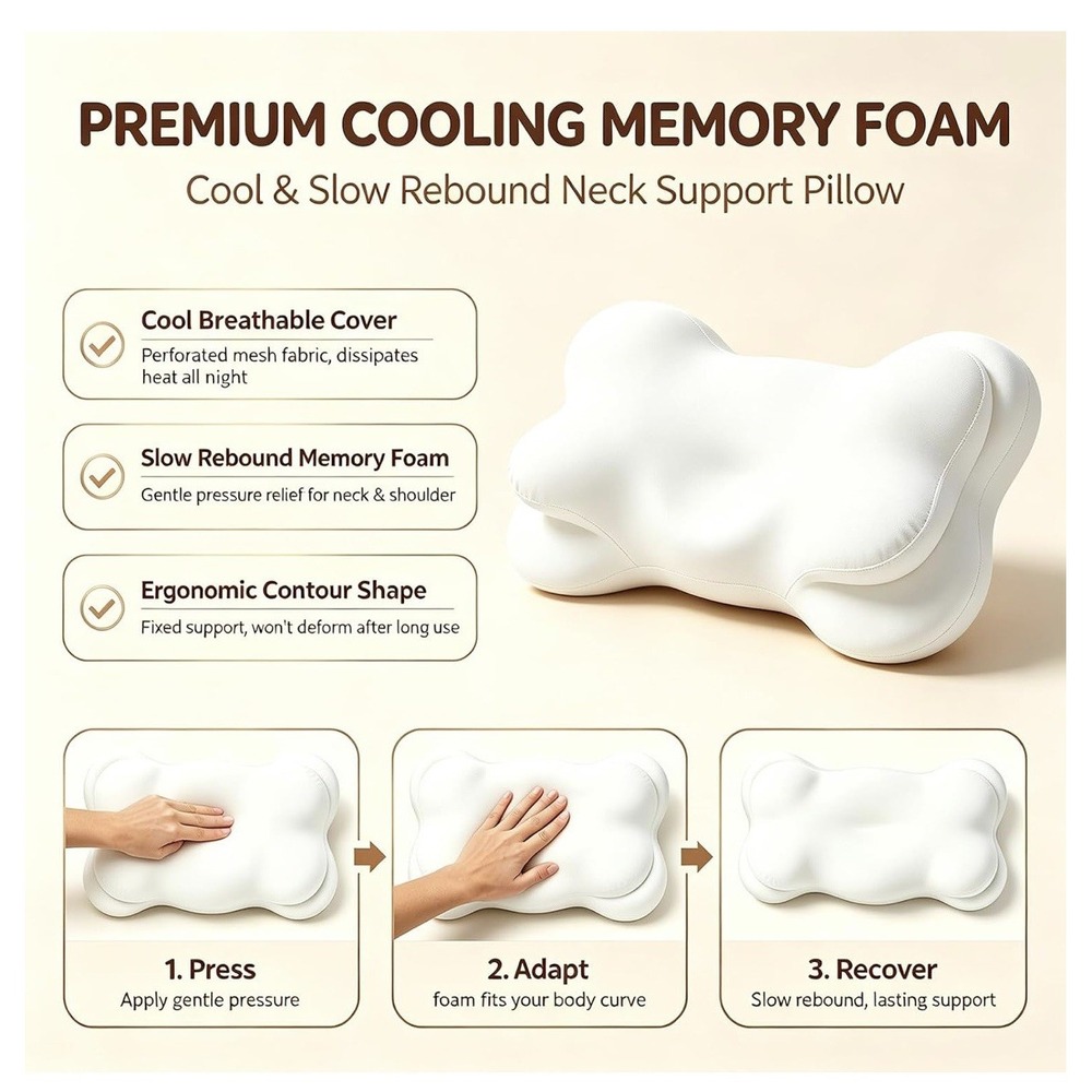 Cloud Pillow for Neck Support - Memory Foam Cervical for All Sleeping positions